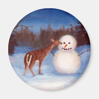 Curiosity Deer and Snowman Magnet