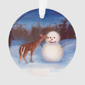 Curiosity Deer and Snowman Ornament