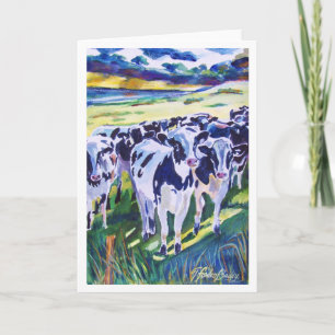 "Curiosity" original Watercolor of Dairy Cows Card