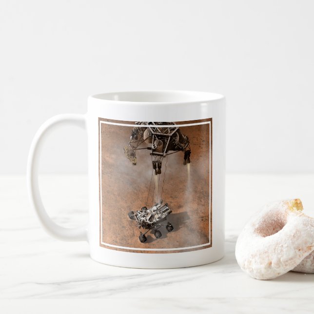 Curiosity Rover Landing On The Martian Surface. Coffee Mug (With Donut)