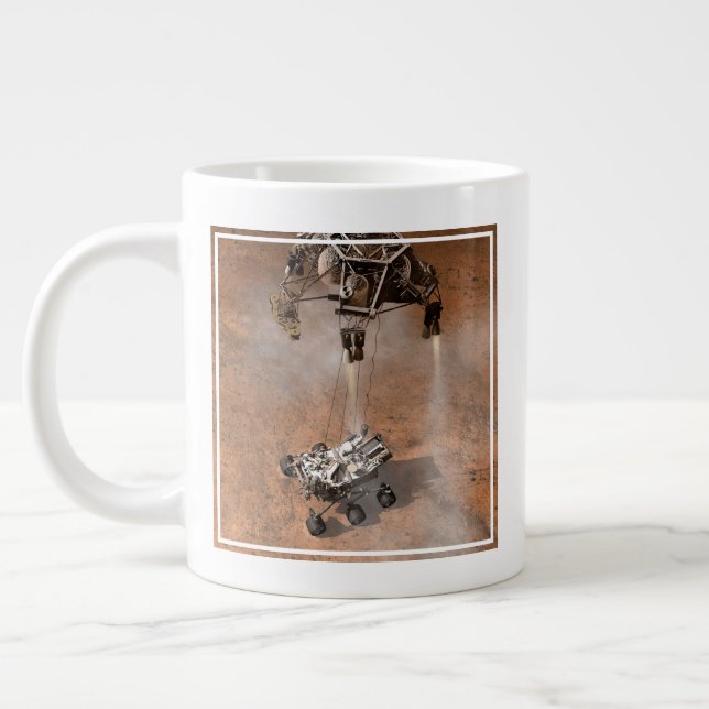Curiosity Rover Landing On The Martian Surface. Large Coffee Mug (Left)