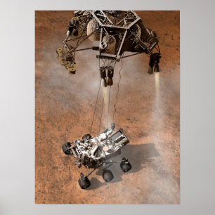 Curiosity Rover Landing On The Martian Surface. Poster