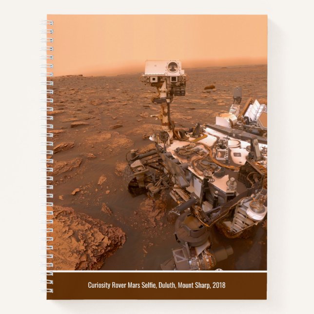 Curiosity Rover Mars Dusty Selfie at Mount Sharp Notebook (Front)