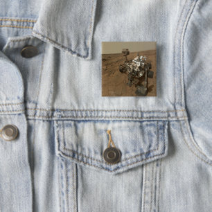 Curiosity Rover On The Surface Of Mars. 15 Cm Square Badge