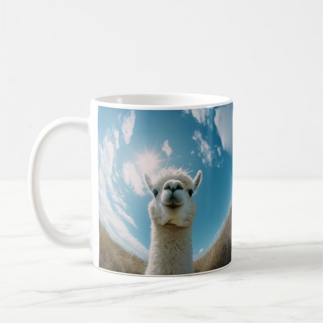 Curious Alpaca Under the Sun Coffee Mug (Left)