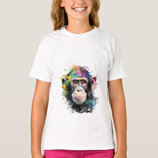 Curious and colorful chimpanzee T-Shirt (Front)