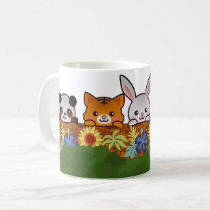 Curious Animals in a Playful Garden Scene Coffee Mug