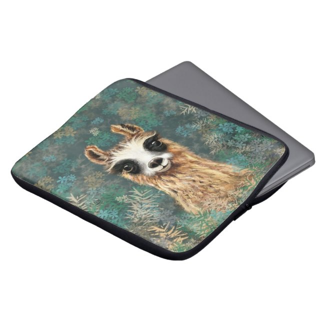 Curious Baby Llama - Cute Laptop Sleeve (Front Top)