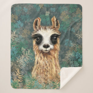 Curious Baby Llama - Cute - Sherpa Blanket