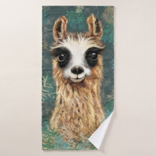 Curious Baby Llama - Cute - Smile Bath Towel