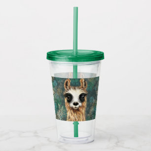 Curious Baby Llama Funny Acrylic Tumbler