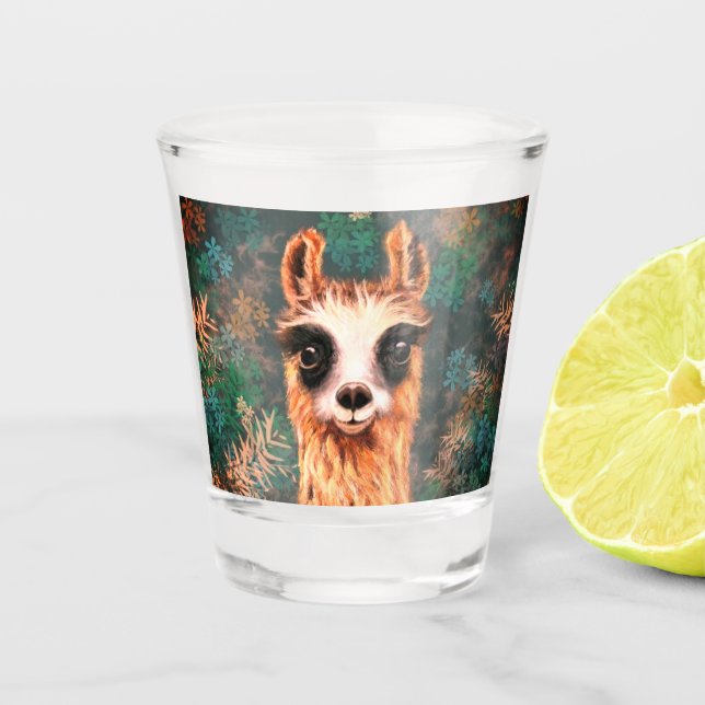 Curious Baby Llama Shot Glass Funny Gift (Front)