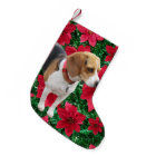 Curious Beagle Poinsettias Christmas Stocking