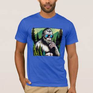 Curious Bigfoot with Sunglasses Hiding in Woods T-Shirt