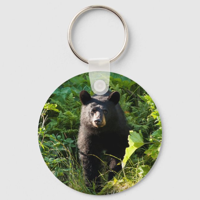 Curious Black Bear Key Ring (Front)