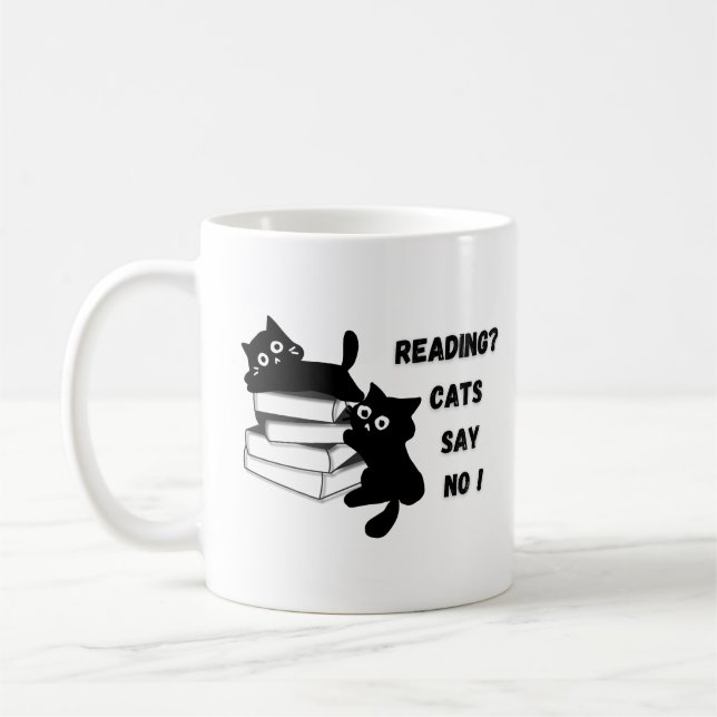  Curious Black Cat Peeki Classic Mug, 11 oz Coffee Mug (Left)