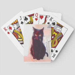 Curious Black Cat playing cards