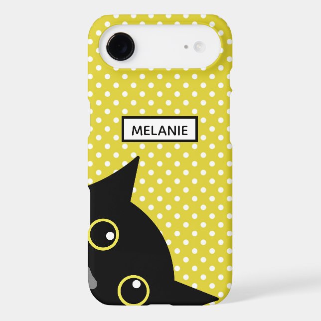 Curious Black Cat Yellow Polka Dot Personalised Case-Mate Samsung Galaxy Case (Back)