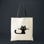 Curious Black Kitty Cat Kitten Fun Animal Art Tote Bag<br><div class="desc">Curious kitten tote bag. Cute black kitty cat with long whiskers, long tail, and big open eyes. A cool and fashionable feline lover’s tote bag for your grocery shopping, pet supplies, and day trips. Makes a purrfect gift! Visit Jenn’s Doodle World for many more products featuring this funny cat design...</div>
