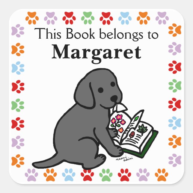 Curious Black Labrador Puppy Square Sticker (Front)