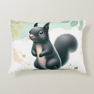 "Curious Black Squirrel Pillow – Nature-Inspired W