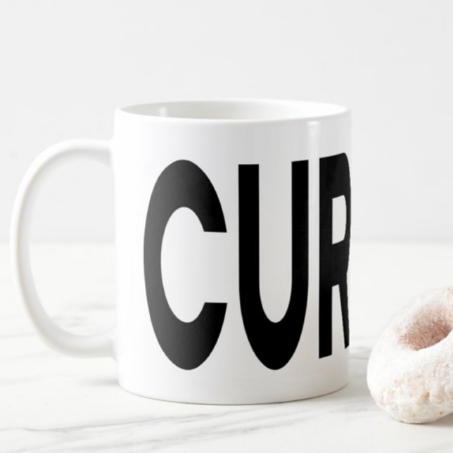 CURIOUS Black Typography Coffee Mug (Creator Uploaded)