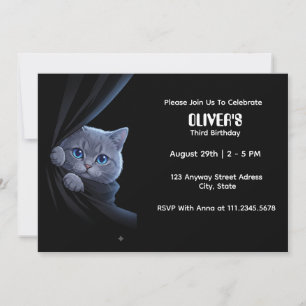 Curious Blue-Eyed Kitten Invitation