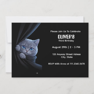 Curious Blue-Eyed Kitten Invitation