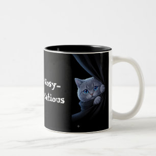 Curious Blue-Eyed Kitten Two-Tone Coffee Mug
