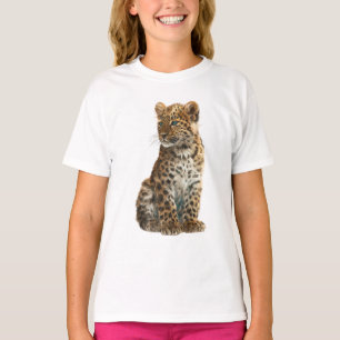 Curious Blue Eyed Spotted Leopard Cub Kids T-Shirt