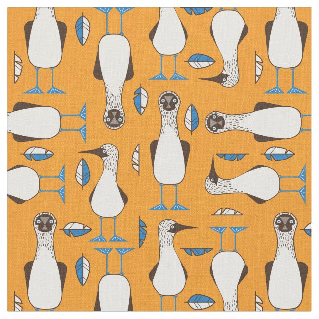Curious Blue-footed bird Fabric (Close Up)