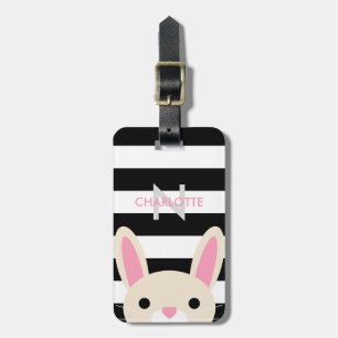 Curious Bunny Stripes Monogram Luggage Tag
