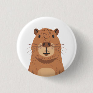 Curious Capybara Portrait 3 Cm Round Badge