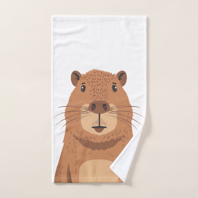 Curious Capybara Portrait Bath Towel Set (Hand Towel)