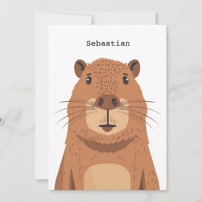 Curious Capybara Portrait Invitation (Front)