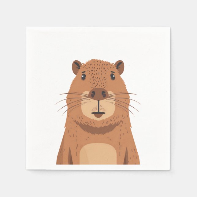 Curious Capybara Portrait Napkin (Front)