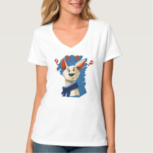 Curious Cartoon Dog on Blue – Playful Pet T-Shirt