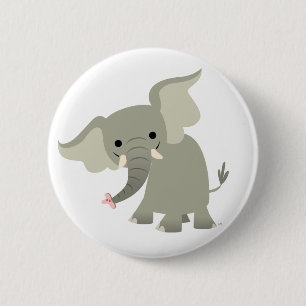 Curious Cartoon Elephant Button Badge