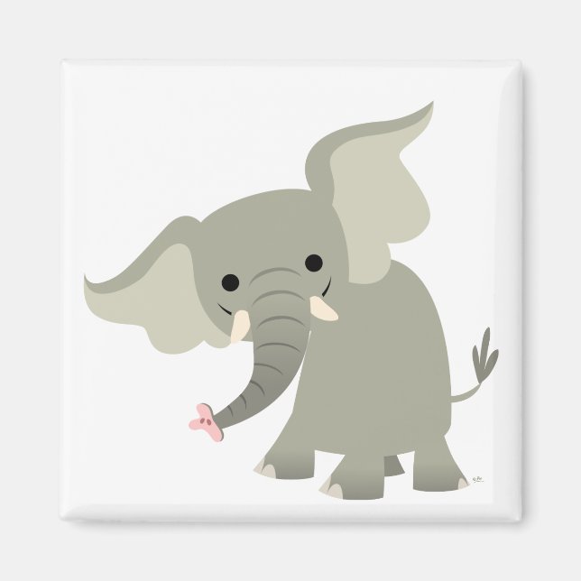 Curious Cartoon Elephant Magnet (Front)
