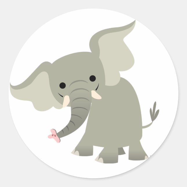 Curious Cartoon Elephant Sticker (Front)