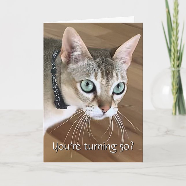 Curious Cat 50th Birthday Card (Front)