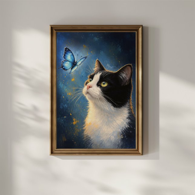 Curious Cat and Blue Butterfly Poster (Creator Uploaded)