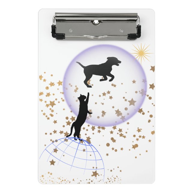 Curious cat and running dog mini clipboard (Front)