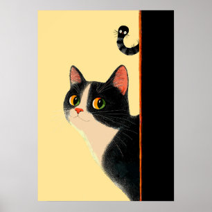 Curious Cat and Sneaky Worm Poster