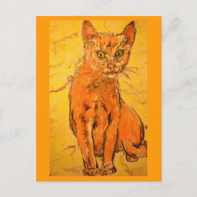 curious cat  art postcard (Front)