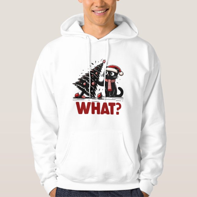 Curious Cat at Christmas Hoodie (Front)