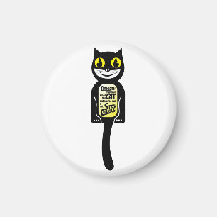 Curious Cat Black Yellow Magnet