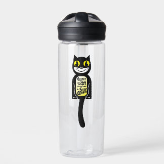 Curious Cat Black Yellow Water Bottle