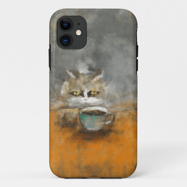 Curious Cat & Coffee Art Mobile Case (Back)