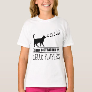 Curious Cat Easily Distracted by Cello Players T-Shirt